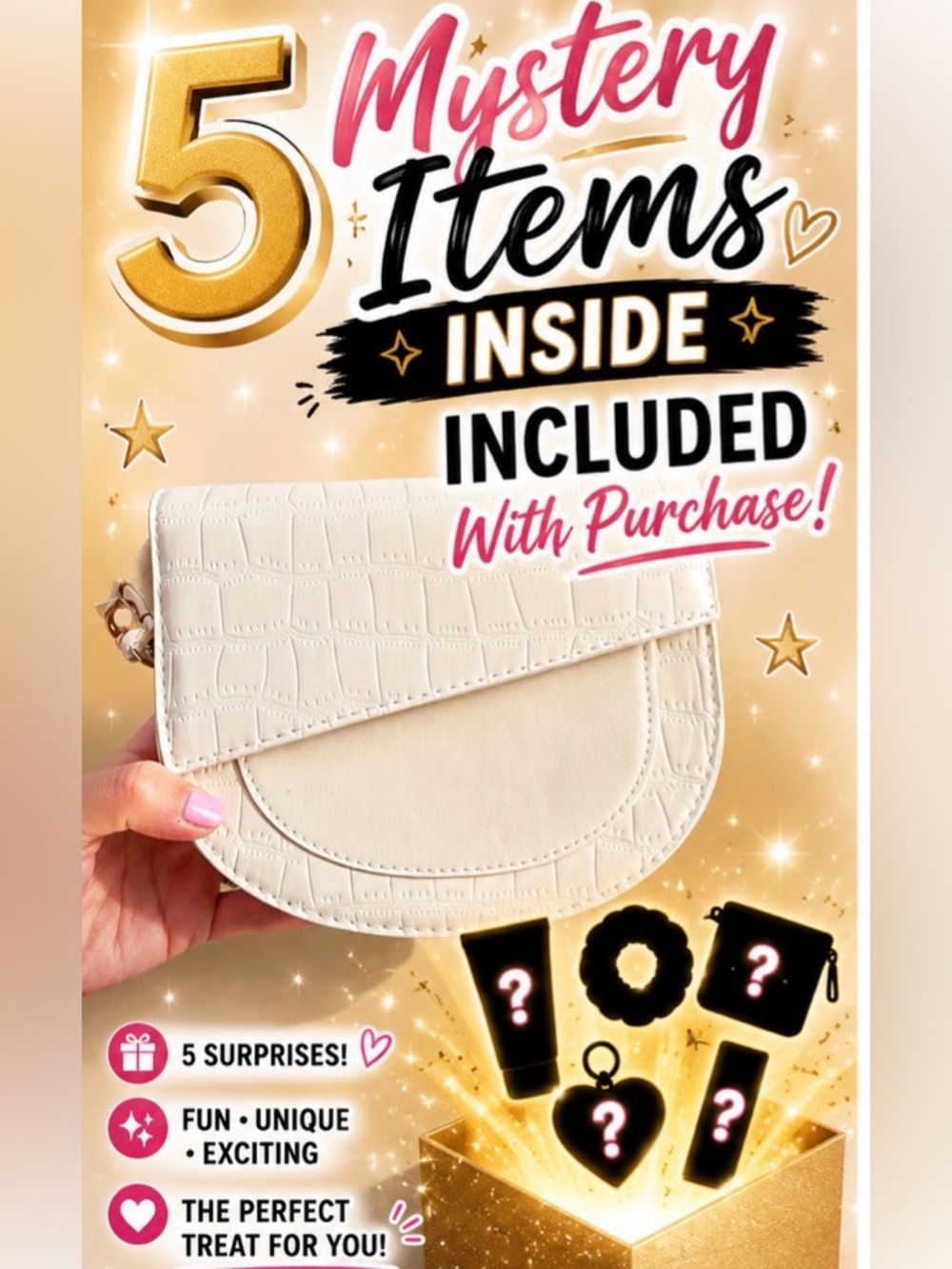 Croc-Texture Cream Half-Moon Crossbody Bag